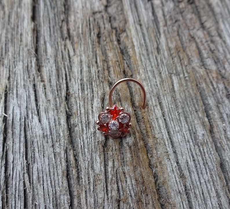 Orange Stone Nose Stud Diamond Nose Stud Nose Ring Rose Gold Nose Stud Gold Nose Jewelry Indian Nose Stud Gift For Her Citrine Nose Piercing