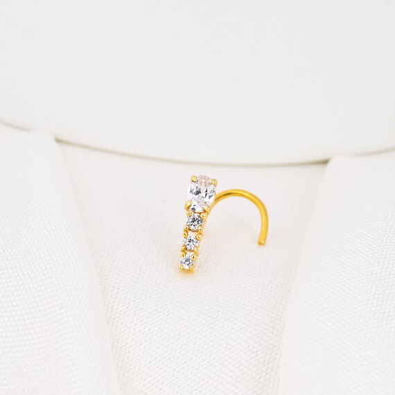 Buy 16 Gauge CZ Diamond Nose Stud L Shape Nose Piercing Jewelry