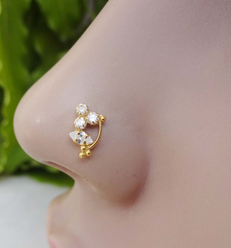 Diamond Nose Stud Maharasthrian Nose Stud Unique Nose Screw Etsy