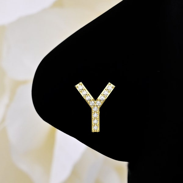 Personalized Charm With Initial Letter Y Name Nose Stud Piercing Jewelry