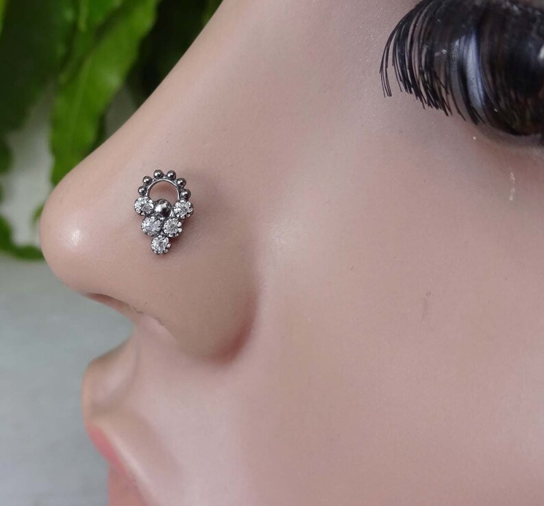 Black Nose Stud Indian Nose Stud Indian Nose Screw L Bend Nose Etsy