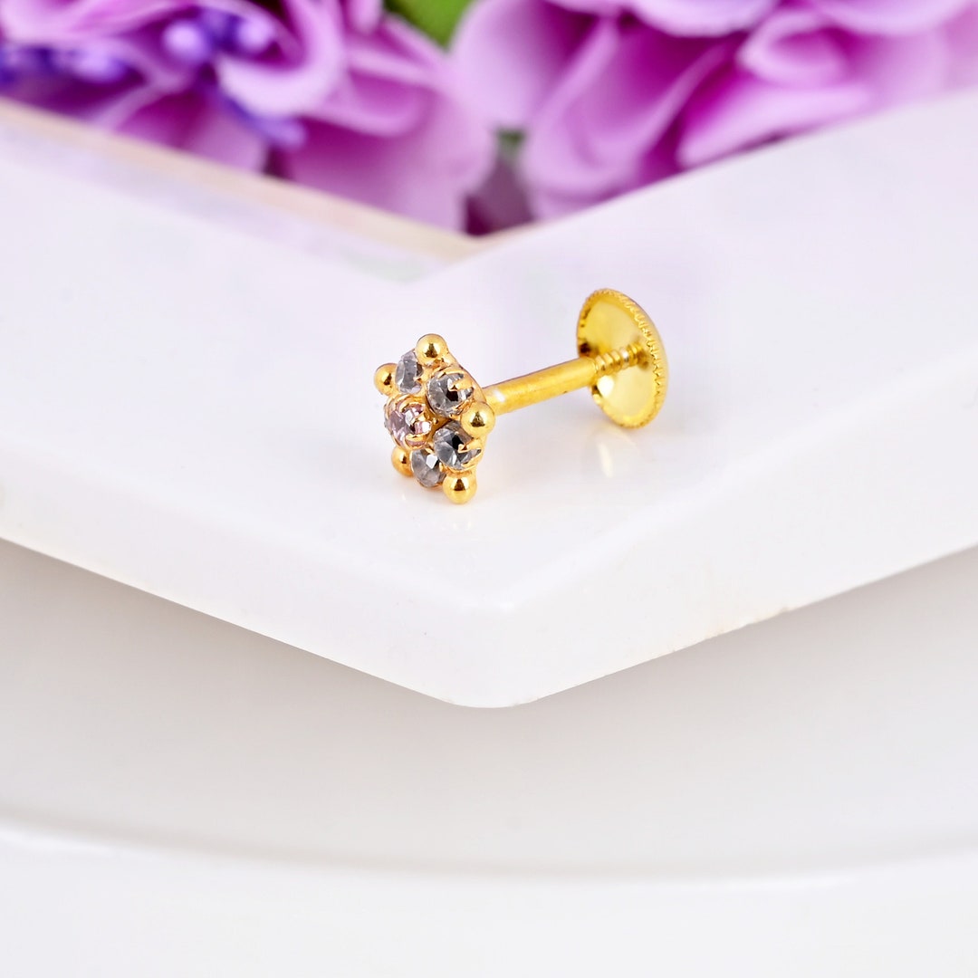 20g Dainty Cluster Nose Stud Nose Ring Flower Nose Stud Gold Etsy