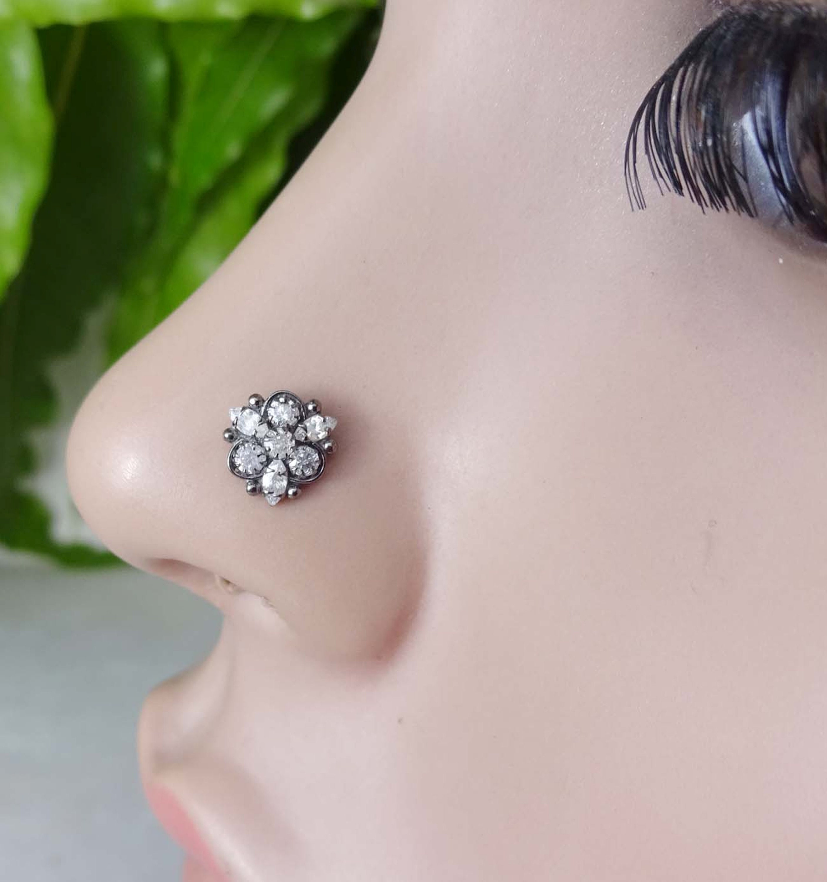 Crystal Nose Stud Nose Stud Diamond Nose Stud Gift For Her Etsy