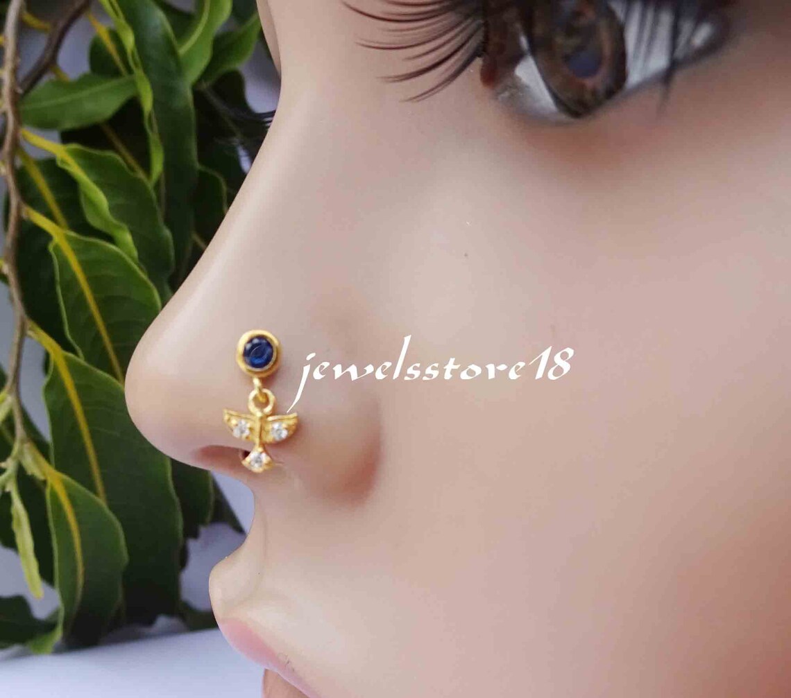 Unique Nose Ring Dangle Cuff Dangle Nose Ring Indian Nose Stud Etsy UK
