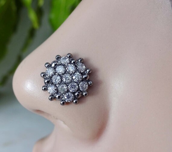 Indian Nose Stud Diamond Nose Stud Gift For Her Onyx Nose Stud Etsy