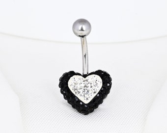 20% Sale Black Heart Belly Ring Navel Piercing Surgical Steel Heart Navel Ring