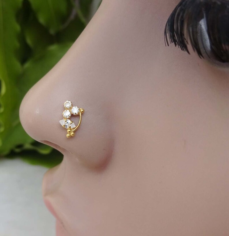 Diamond Nose Stud Maharasthrian Nose Stud Unique Nose Screw Etsy