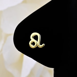 6mm Leo Zodiac Sign Nose Stud 14k Yellow Gold Finish Plan 925 Sterling Silver Metal Nose Stud