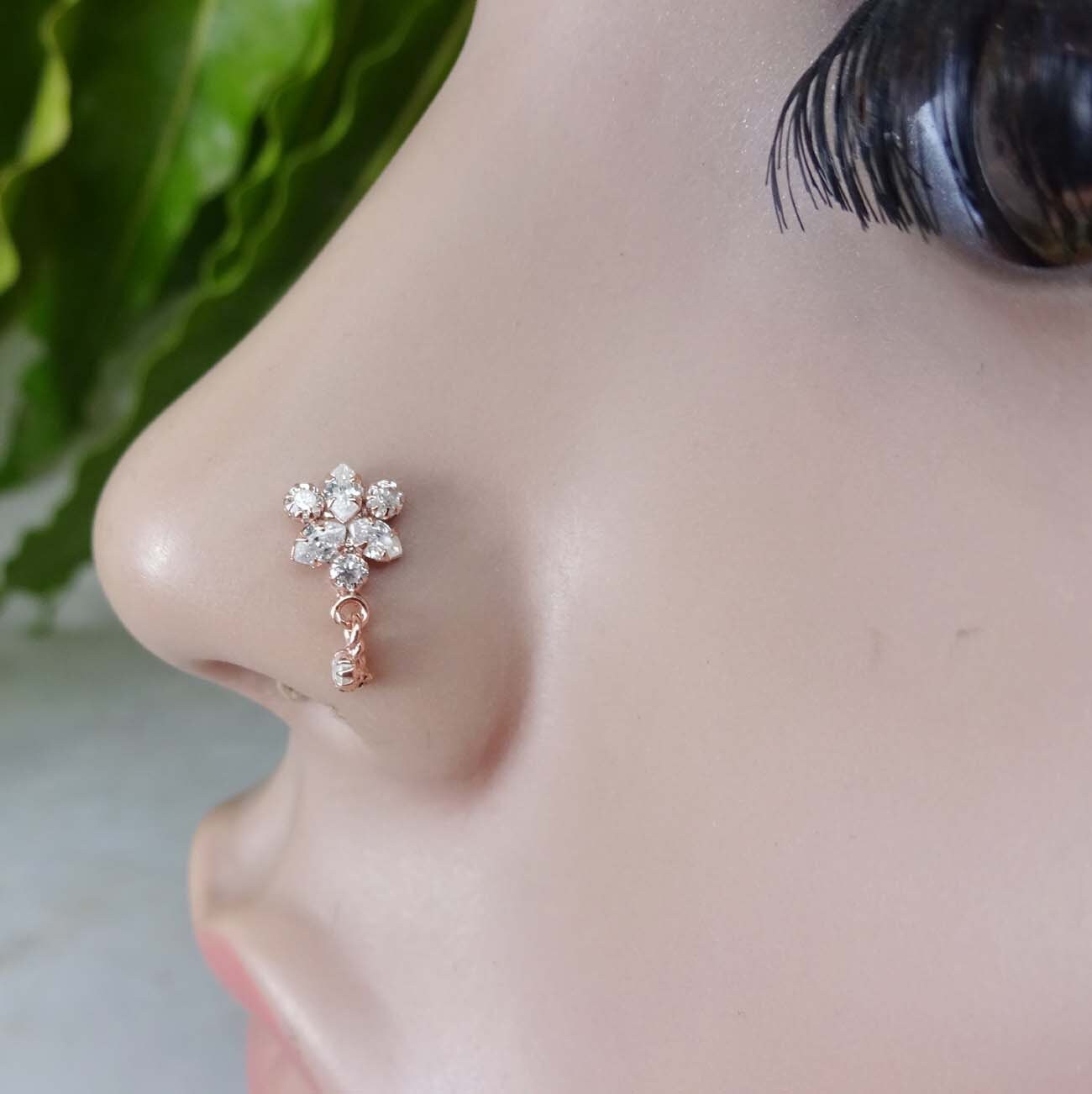 Crystal Nose Stud Rose Gold Nose Stud Indian Nose Stud Indian Etsy