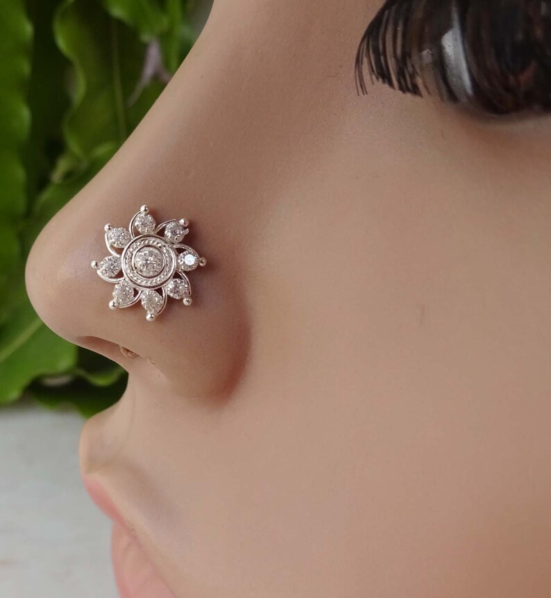 Indian Nose Stud Sterling Silver Nose Screw Gift for Her Etsy