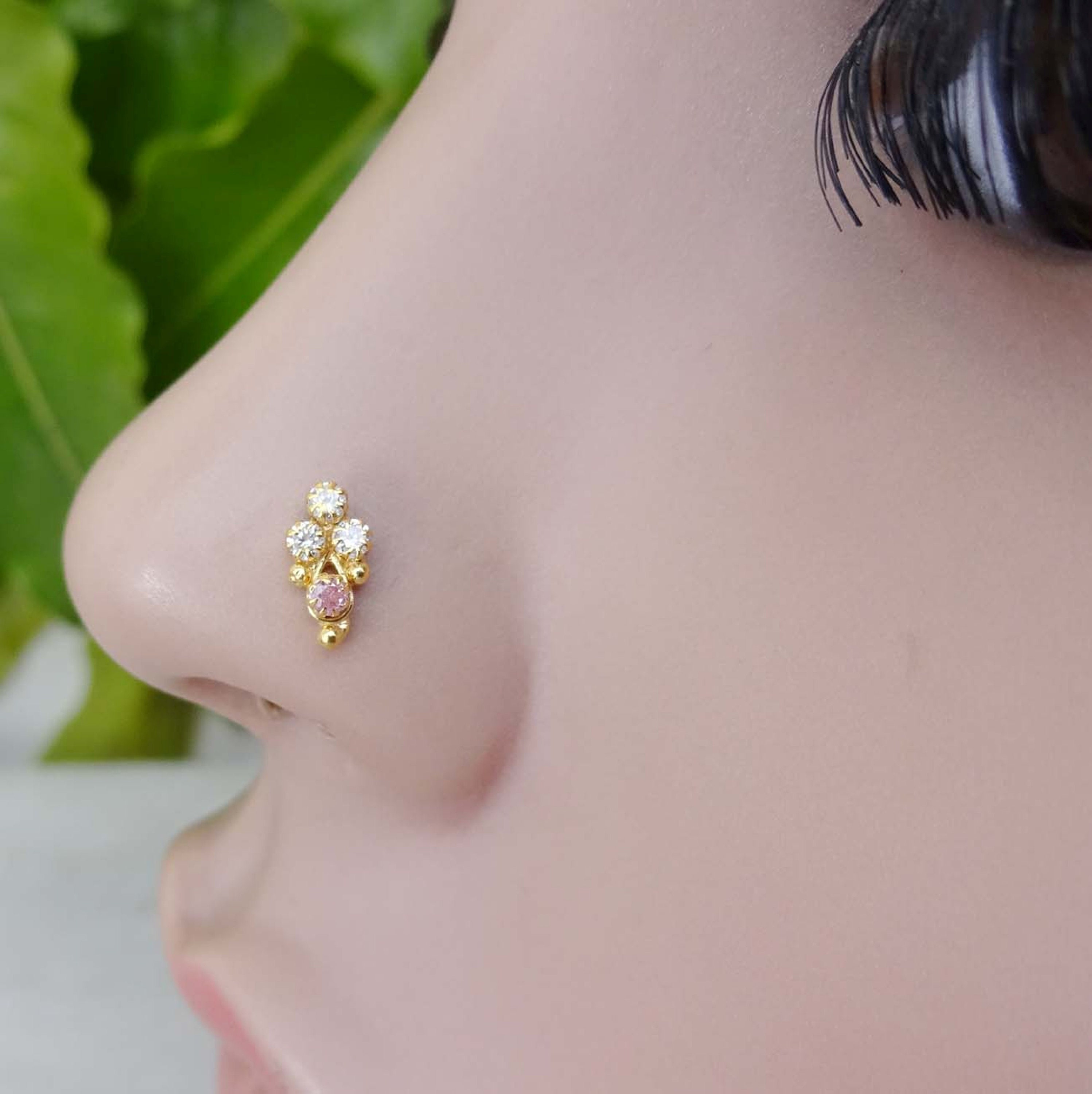 Gold Nose Piercing Indian Nose Stud Ruby Nose Stud Gold Nose Etsy
