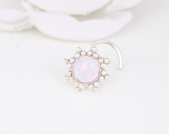 Sparkle Opal Nasenring Hoop 20G Indian Nasenring Silber Nose Stud