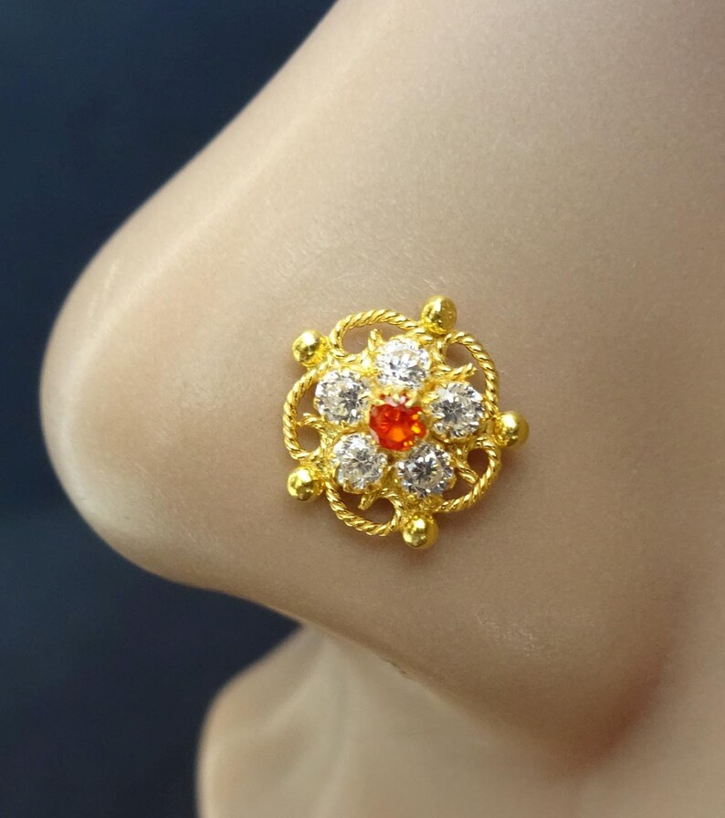 Flower Nose Stud Diamond Nose Stud Nose Stud Tribal Nose Stud Gold Nose Pin Spring Love 20g Nose Piercing Crystal Nose Stud Gift For Her