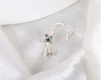 Dangling Chain Nose Stud 925 Sterling Silver Flower Nose Ring