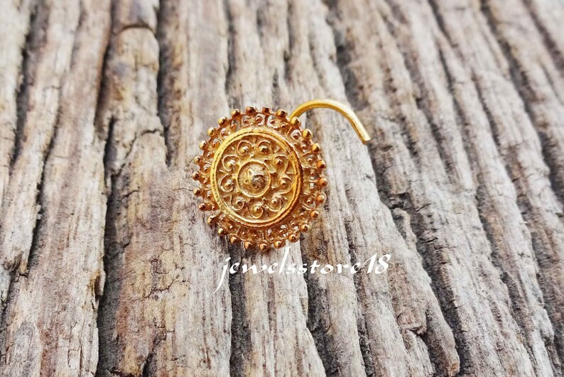 Gold Nose Stud Big Nose Stud Handmad Nose Jewery Indian Nose Etsy