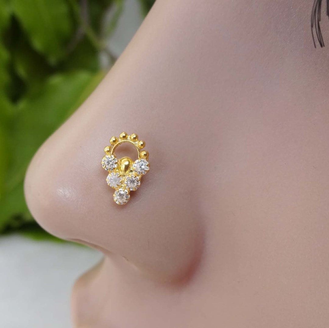 Nose Ring Diamond Nose Screw Nose Stud Lshape Nose Stud Etsy