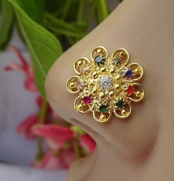 OFF Big Size Bollywood Nose Stud 14K 