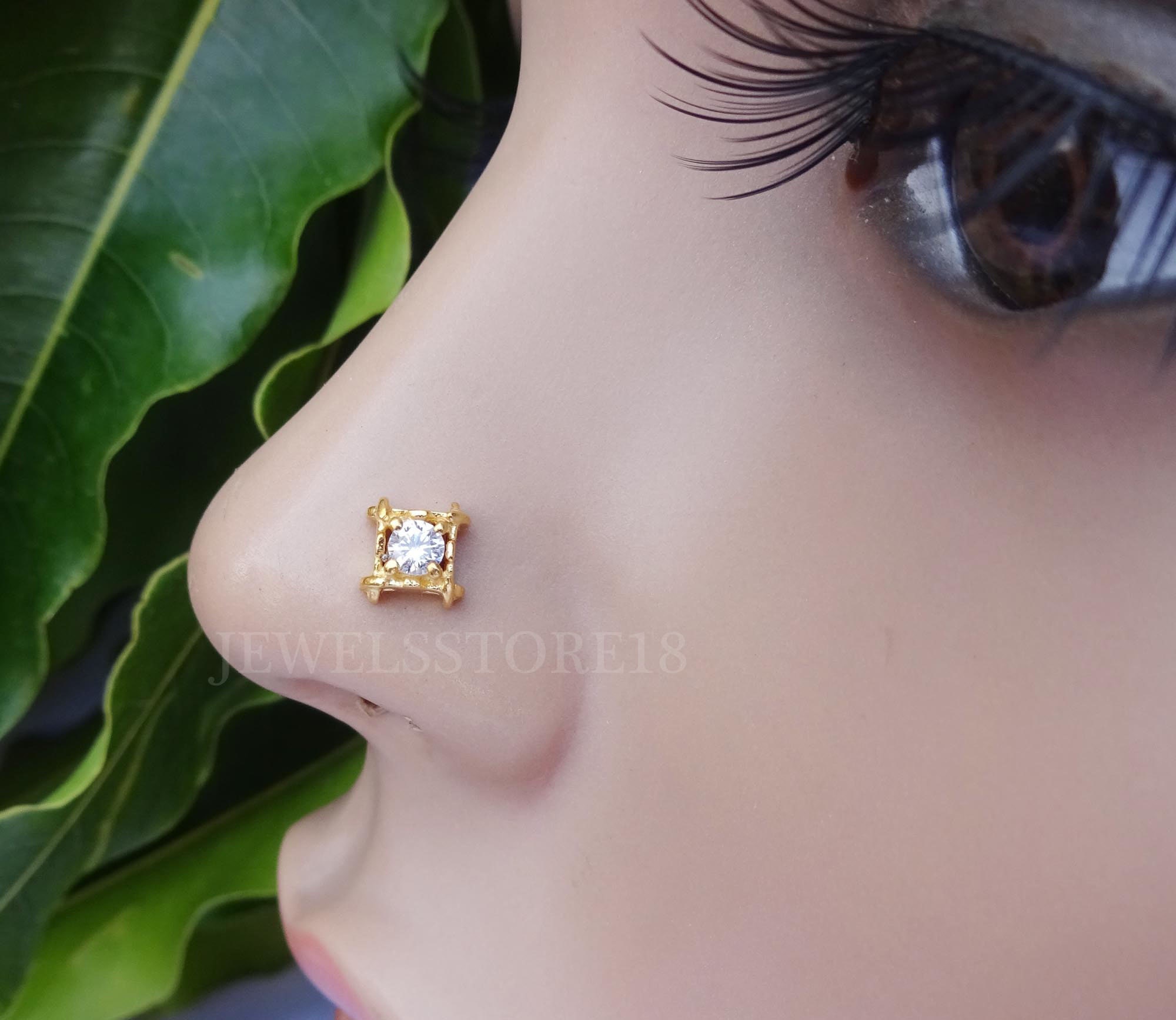 Gold Plated Nose Ring Philtrum Jewelry Peacock Nose Stud 16g Etsy