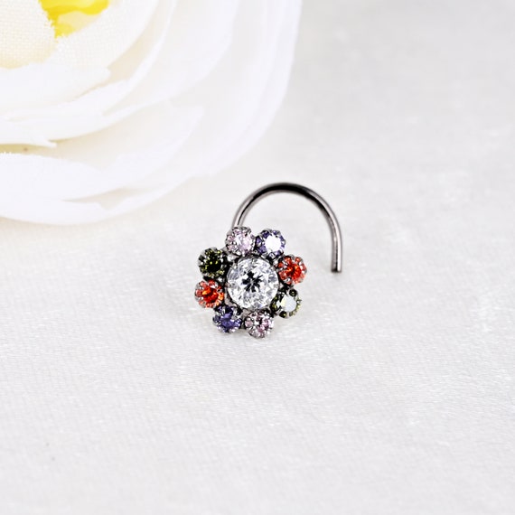 Buy 3pcs Simulated Diamond Tiny Nose Stud Twisted Wire Black Nose Piercing  Online in India - Etsy