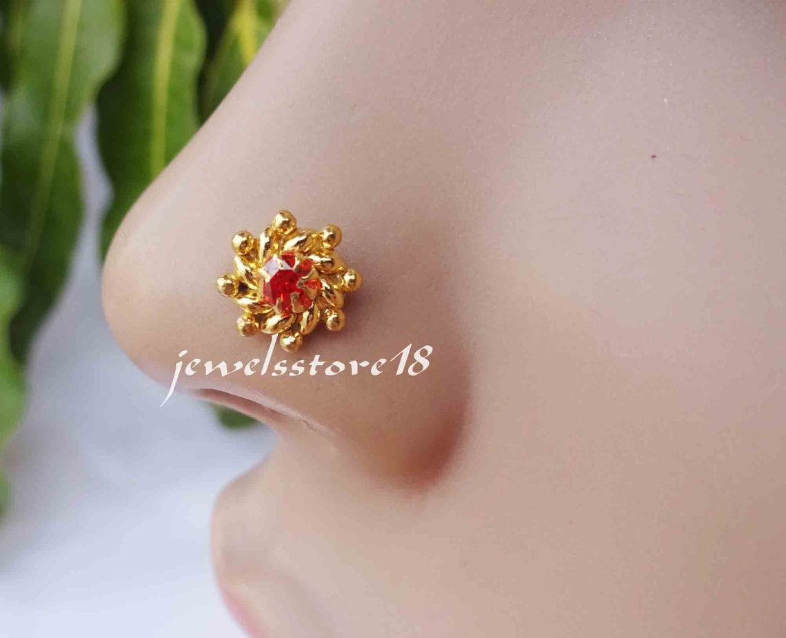 Dangle Silver Nose Stud Twist Real Nose Ring Back Nose Stud Etsy