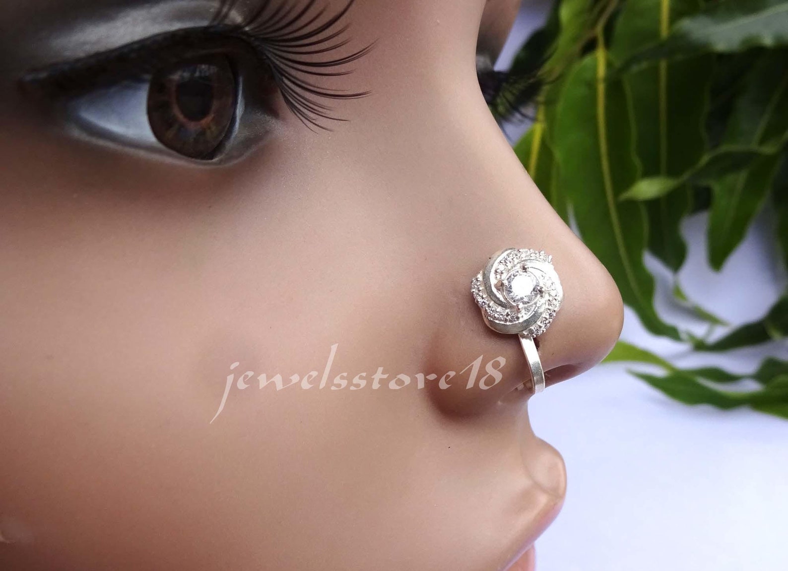Indian nose ring dangle nose ring flower nose stud gold nose Etsy
