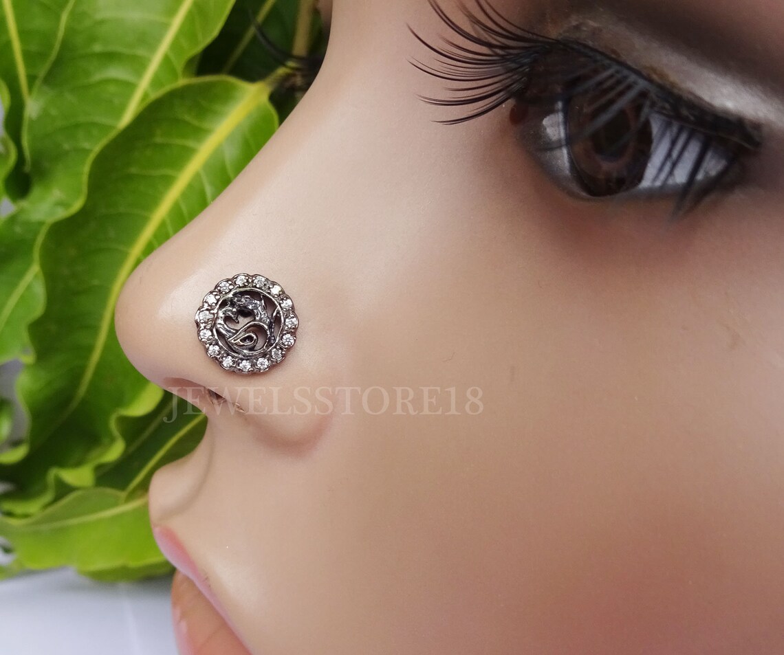 Peacock Nose Stud Indian Style Nose Ring Large Indian Nose Etsy