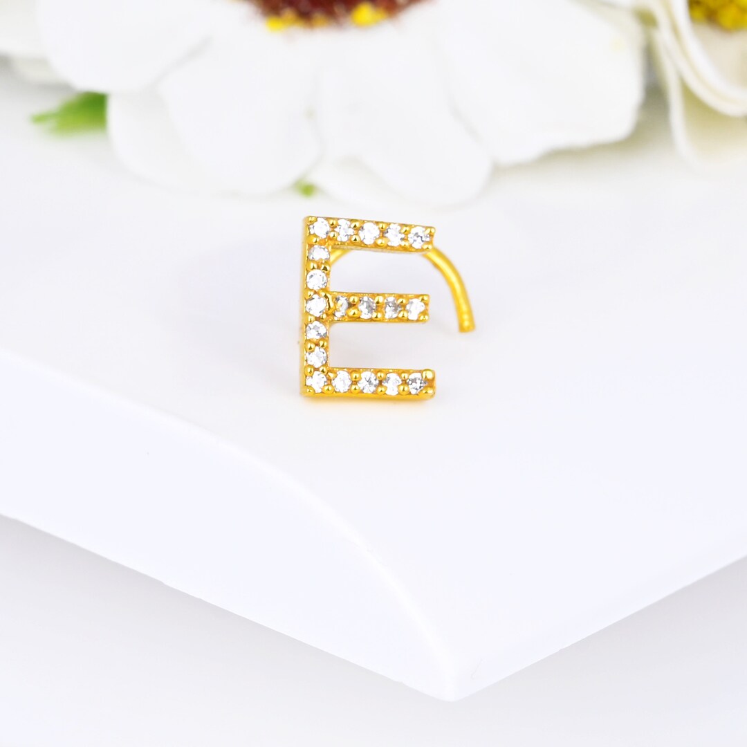 14k 18k 22k Yellow Gold Initial Letter Alphabet E Cubic - Etsy