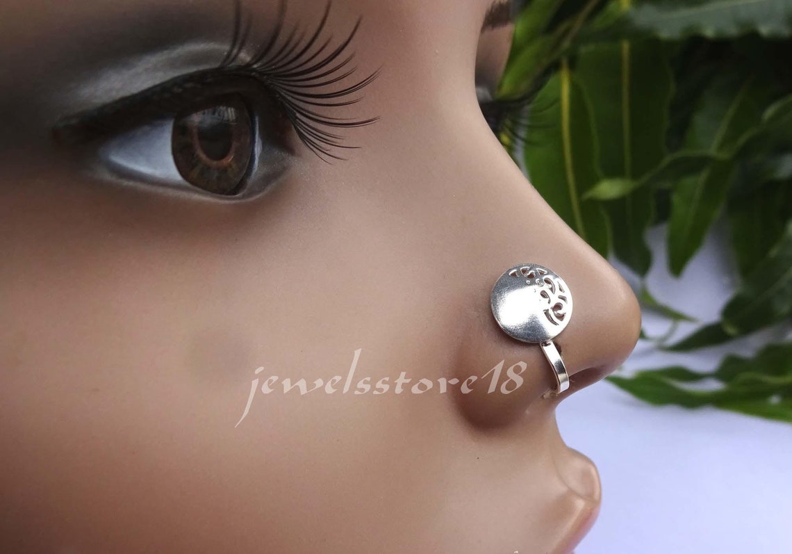 Indian Nose Ring Dangle Nose Ring Flower Nose Stud Gold Nose Etsy