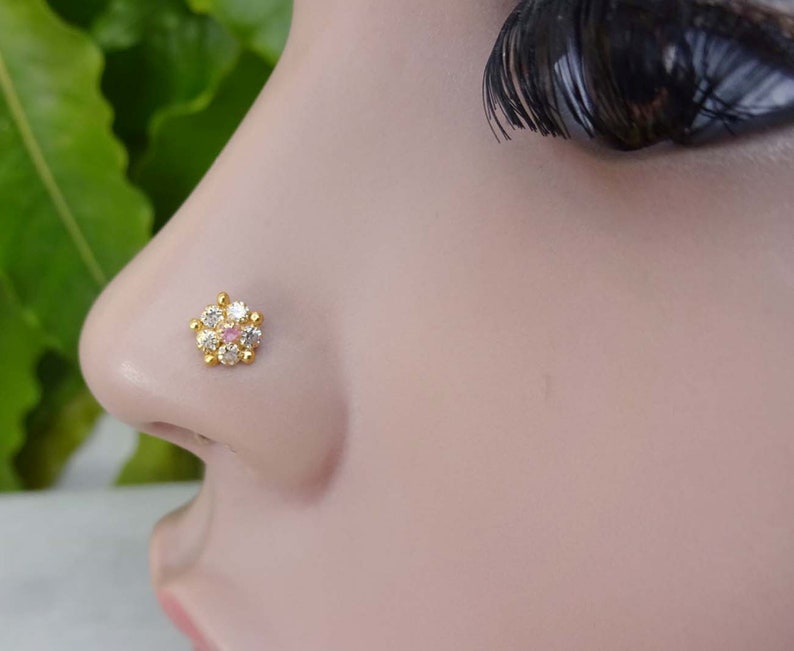 Indian Nose Stud Sterling Silver Nose Stud Ruby Nose Piercing Etsy