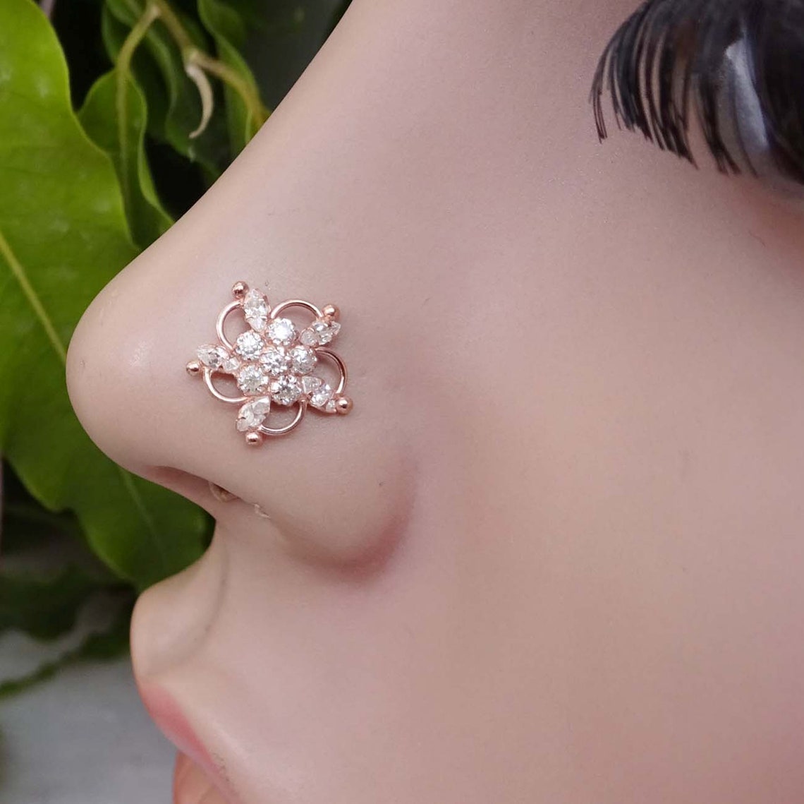 Rose Gold Nose Stud White Gold Nose Stud Diamond Nose Stud Etsy