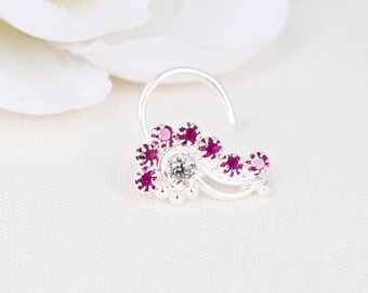 2mm CZ Ruby Stone Nose Stud 20g Silver Plated 925 Sterling Silver Nose Rings Gift For Her