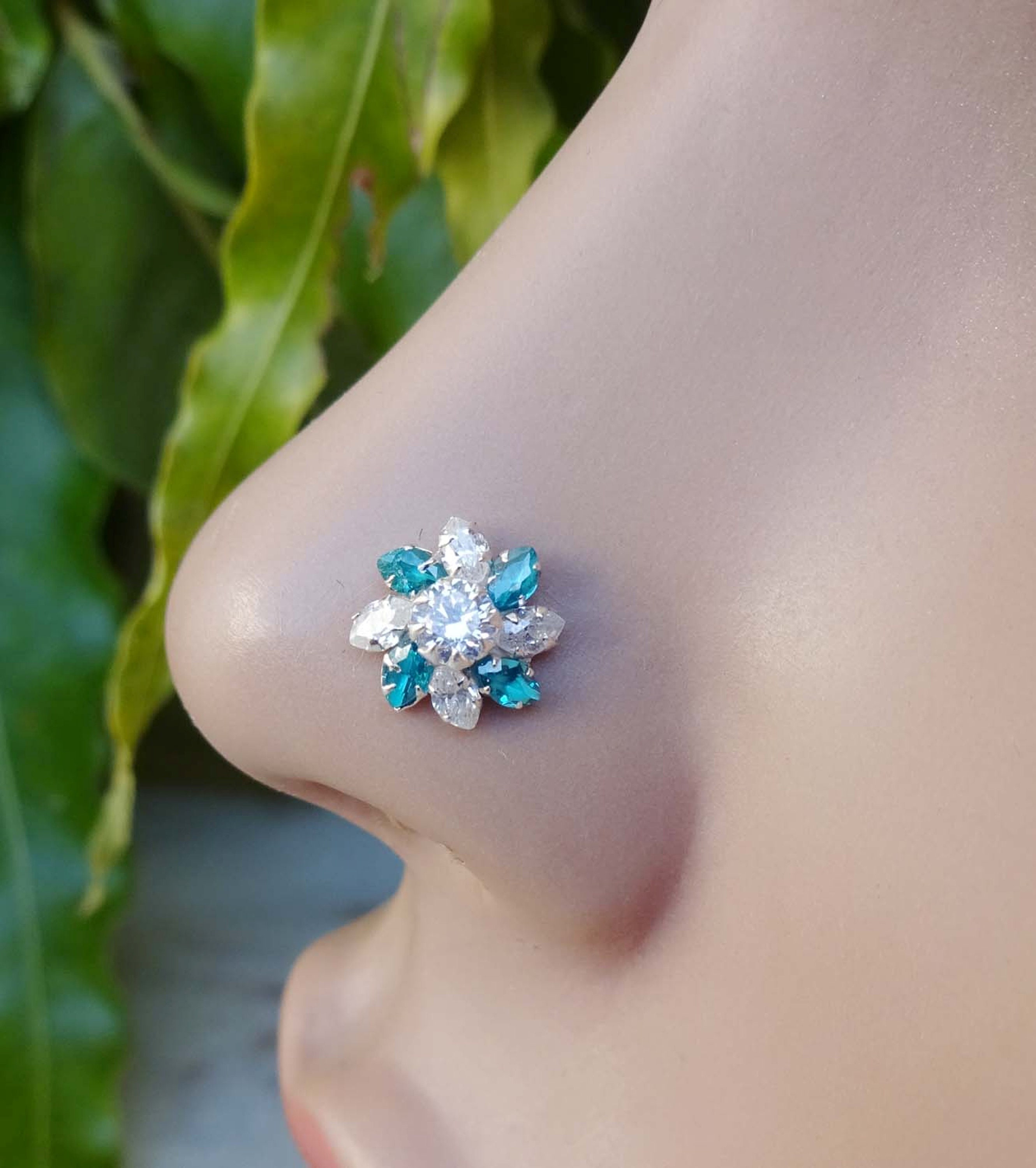 Sterling Silver Nose Hoop Indian Nose Ring Flower Nose Stud Etsy