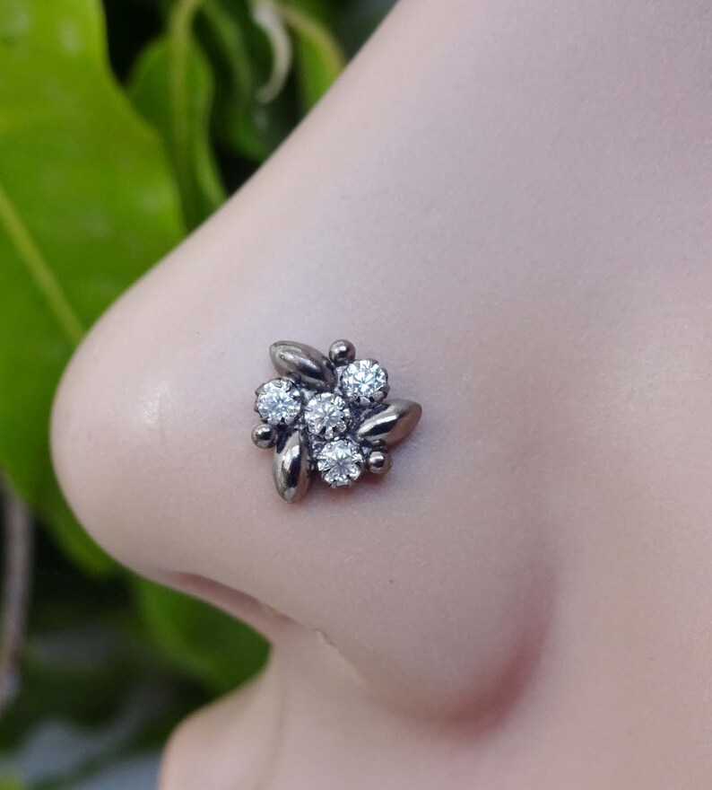Crock Screw Nose Stud Diamond Nose Piercing Indian Nose Stud Etsy