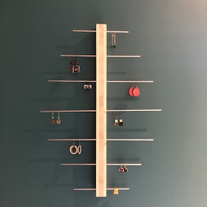 Wall display and jewelry organizer in wood and steel