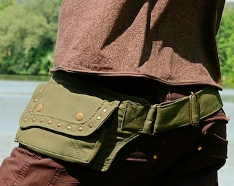Gürteltasche ~ Hüfttasche ~ Mit 3 Taschen ~ Grüne Baumwolle ~ Die Wavy Gürteltasche