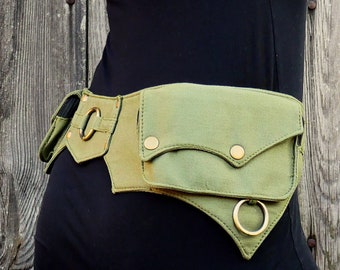 Cinturón de bolsillos ~ Cinturón utilitario ~ Riñonera ~ 5 bolsillos ~ Algodón verde ~ Unisex ~ El Ailetsbelt