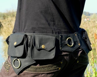 Cintura con tasche ~ Cintura multiuso ~ Marsupio ~ 5 tasche ~ Cotone nero ~ La cintura Ailets