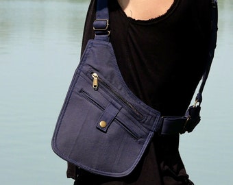 LE HOLSTER ~ Sacoche d'épaules ~ Veste utilitaire ~ 6 poches ~ Entièrement ajustable ~ Bleu nuit ~ Unisexe