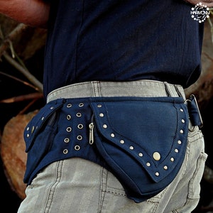 Ceinture à poches ~ Ceinture utilitaire ~ 4 poches ~ Sacoche de festival et de voyage ~ Coton noir ~ Unisexe ~ La ceinture Venturous