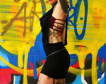 Short dress ~ Sexy ~ Open back ~ Super soft ~ Black ~ The Waterfall Dress