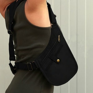 HOLSTER ~ Halftertasche ~ Baumwolle ~ 6 Taschen ~ Verstellbar ~ Schwarz ~ Unisex