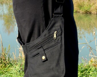 THE HOLSTER ~ Shoulder bag ~ Utility vest with 6 pockets ~ Fully adjustable ~ Black cotton ~ Unisex