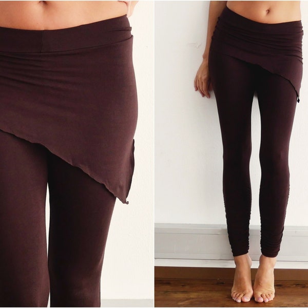 Legging ~ Skegging ~ Caleçon avec jupe asymétrique incorporée ~ Super doux, extensible et résistant ~ Marron ~ Le legging Shakti