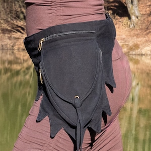 Ceinture à poches ~ Sac banane ~ 3 poches ~ Coton noir ~ La ceinture Psybelt