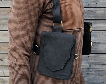 HOLSTER ~ Sac révolver ~ Cartouchière ~ Veste utilitaire ~ 4 poches ~ Ajustable ~ Coton noir ~ Unisexe ~ Le Hoslter Badass