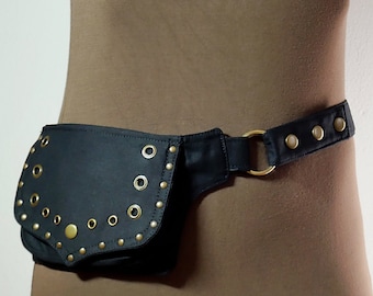 Ceinture à poches ~ Ceinture utilitaire ~ Sac banane ~ 3 poches ~ Coton noir ~ Taille ajustable ~ Unisexe ~ La ceinture Bubble