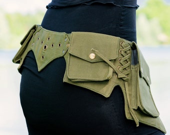 【AAKE】BELT POCKET LONG SK Utility Belt ~ Bum Bag ~ Pockets Belt ~ 3 Pockets ~ Black
