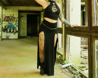 Long slit skirt ~ Sexy skirt ~ With sexy open front and back ~ Minimalist style ~ Burning Man ~ The Capricious skirt