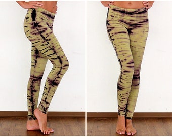 Leggings ~ Yoga tights ~ Super soft, stretch and strong ~ High waist ~ Vanilla and black color tie-dye ~ The Tiger Leggings