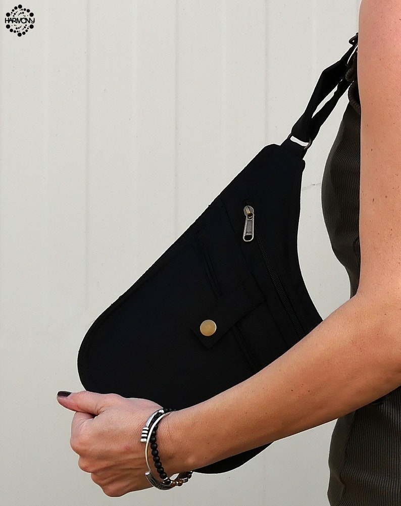 THE HOLSTER Shoulder bag Utility vest with 6 pockets Fully adjustable Black cotton Unisex image 7